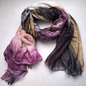 Suzi Roher Italy Silk Modal Blend Abstract Scarf Watercolor Purple Whimsigoth